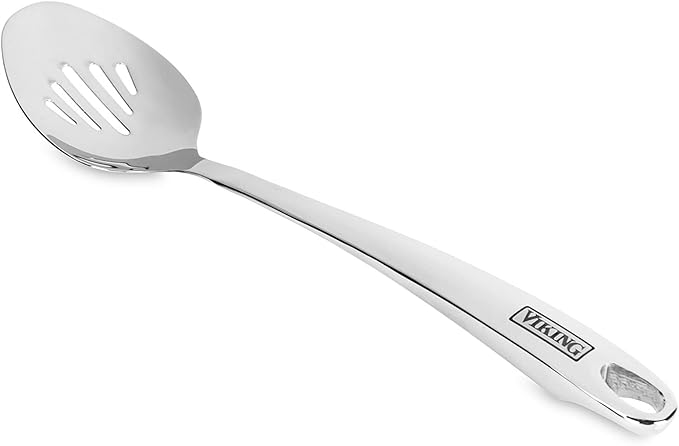 Viking Kitchen Utensils Set, 6 Piece Stainless Steel Cooking Utensil Set, Includes Spatulas, Spoons, Pasta Fork, and Deep Ladle, Hollow Forged, Silver