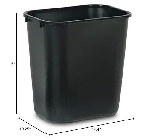 Rubbermaid Commercial Products Wastebasket/Trash Can, 7-Gallon/28-Quart, Black, Plastic, for Bedroom/Bathroom/Office, Fits Under Desk/Sink/Cabinet, Pack of 4