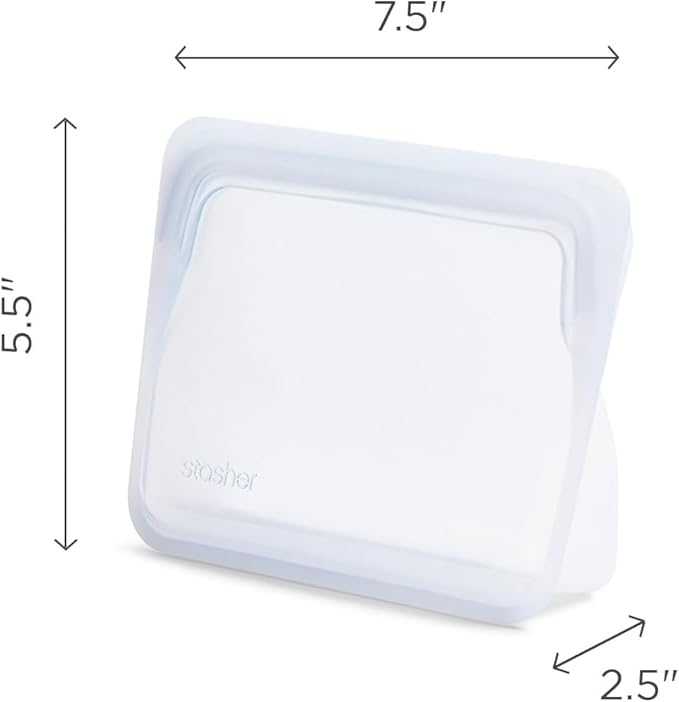 Stasher Premium Silicone Reusable Food Storage Stand-Up Mini Bag, Pink, Microwave, Sous Vide, Dishwasher, Oven and Freezer Safe, BPA Free, Leak-free, Eco-friendly, 28 Oz