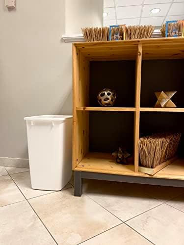 Rubbermaid Small Trash 9-Gallons Beige Plastic Garbage Can/Wastebasket for Kitchen/Bathroom fits Under-Sink/Desk/Countertop/Cabinet 21-quart Bisque