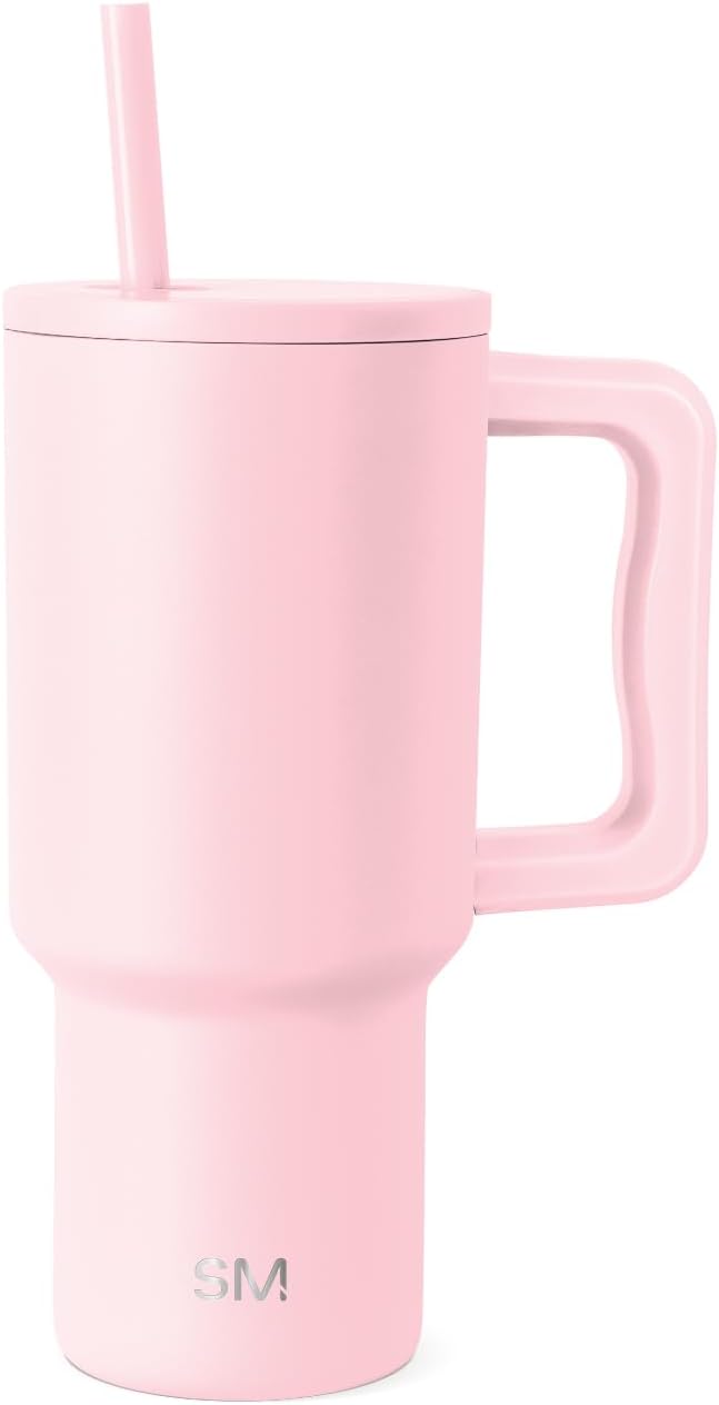 Simple Modern 30 oz Trek Tumbler with Handle and Straw Lid | Cup Holder Friendly Insulated Stainless Steel Travel Mug | Blush (Pack of 12)