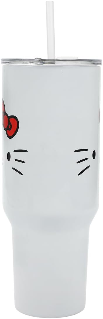 Bioworld Hello Kitty 40 Oz Stainless Steel Tumbler With Sculpted Bow Handle