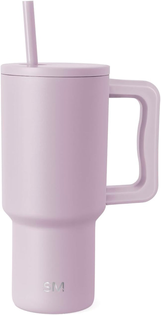 Simple Modern 30 oz Trek Tumbler with Handle and Straw Lid | Cup Holder Friendly Insulated Stainless Steel Travel Mug | Lavender Mist (Pack of 12)