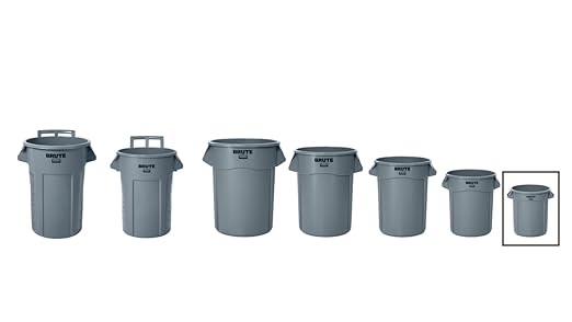 Rubbermaid Commercial Products BRUTE Heavy-Duty Round Trash/Garbage Can, 10-Gallon, Gray, Outdoor Waste Container for Landscapers/Construction/Restaurants/Office/Warehouse/Commercial Environments