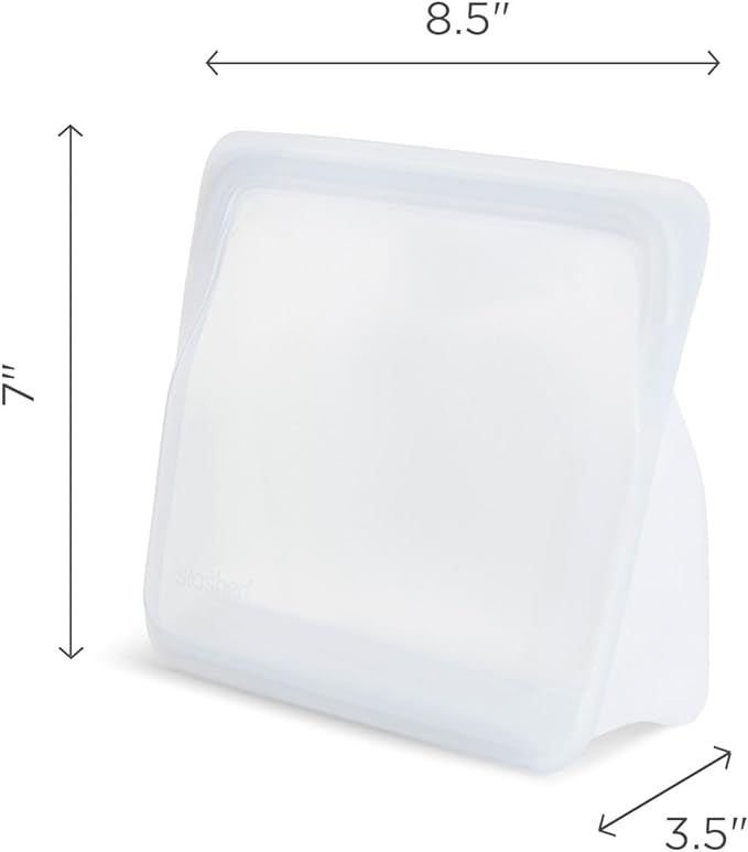 Stasher Premium Silicone Reusable Food Storage Stand-Up Mid Bag, Lavender, Microwave, Sous Vide, Dishwasher, Oven and Freezer Safe, BPA Free, Leak-free, Eco-friendly, 56 Oz