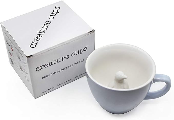 Creature Cups Penguin Ceramic Mug – 11 oz Ice Blue Coffee Cup with Hidden 3D Penguin Inside – Unique Gift for Coffee, Tea & Animal Lovers