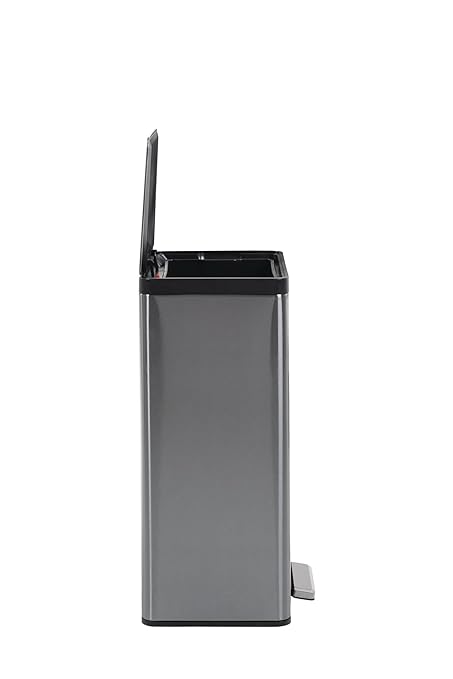 Rubbermaid Elite Stainless Steel Step-On Trash Can, 12 Gallon, Charcoal, Wastebasket for Home/Kitchen/Garage/Apartment/Office