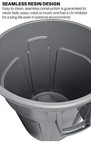 Rubbermaid Commercial Products BRUTE Heavy-Duty Round Trash/Garbage Can, 20-Gallon, Gray,Outdoor Waste Container for Landscapers/Construction/Restaurants/Back of House/Offices/Warehouses, Pack of 6