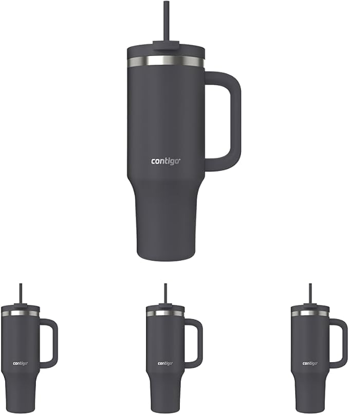 Contigo Streeterville 40oz Tumbler, Stainless Steel Vacuum Insulated, Leak-Proof, Cold for 29 Hours, Darkstone (Pack of 4)
