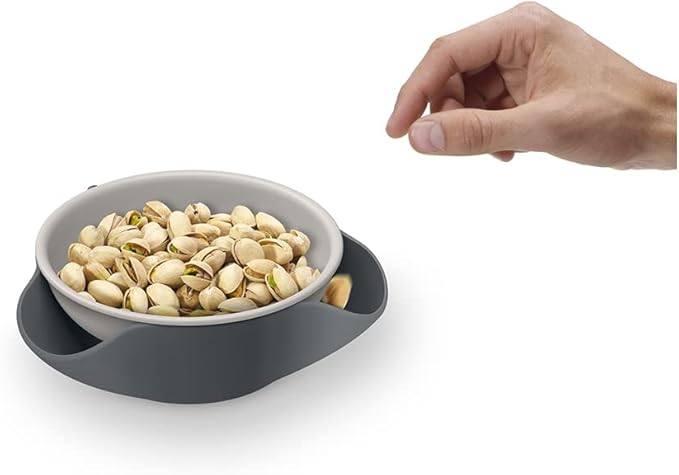 Joseph Joseph Double Dish Pistachio and Snack Serving bowl with Food Waste Compartment, BPA-Free - Grey