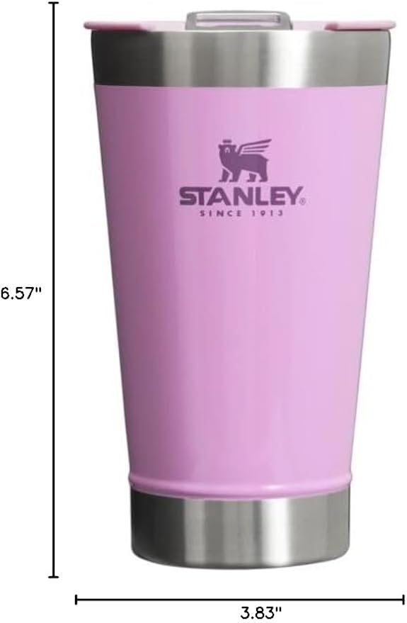 STANLEY Stay-Chill Beer Pint 16 oz | Wide Mouth Lid | Built-In Bottle Opener | Beer Tumbler Cup | Insulated Stainless Steel Pint Glass | BPA-Free | Lilac Gloss