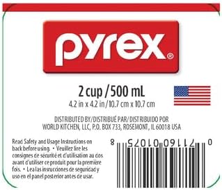 Pyrex Prepware 6001075 Measuring Cup, Red Graphics, Clear