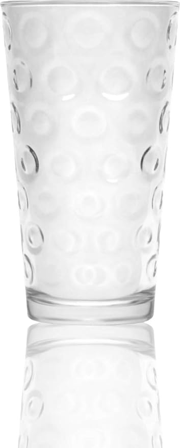 Circleware 40180 Circle Set of 4-15.7 oz Heavy Base Highball Drinking Glasses Tumblers Ice Tea Beverage Cups Glassware for Water, Juice, Beer, 4pc,