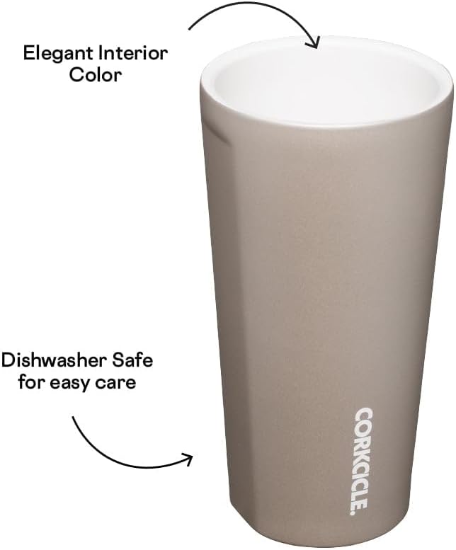 Corkcicle Pure Taste Tumbler - Stainless Steel Insulated Cup With Lid - Non-Slip Silicone Base - Ceramic Interior Coating - Durable Travel Mug - Dishwasher Safe - BPA Free - 16 oz - Latte/Oat Milk