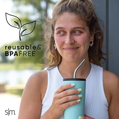 Simple Modern Stainless Steel with Silicone Tipped Reusable Straws | Toxin Free and Waste Reducing Straw for Tumblers and Travel Mugs | Classic Collection | 4 Pack | Assortment - Neutral