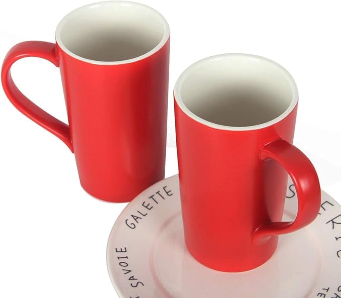 Smilatte 20 Ounces Extra Large Coffee Mug, M007 Plain Tall Big Ceramic Latte Milk Tea Cup with Handle for Dad Men Women, Christmas Red