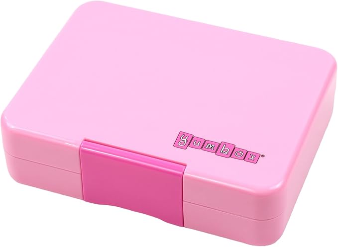 Yumbox Snack Box - 3 Compartment - Leakproof Bento Lunch Box for Kids (Fifi Pink with Rainbow Tray)