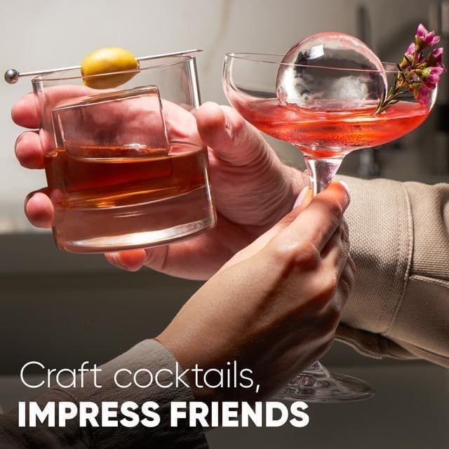 Berlinzo Premium Clear Ice Ball Maker Mold - 2 Large 2.4" Crystal Clear Ice Balls for Whiskey, Cocktails & Bourbon, Easy-to-Remove Ice Sphere Mold - Storage Bag Included (Non-Electric)