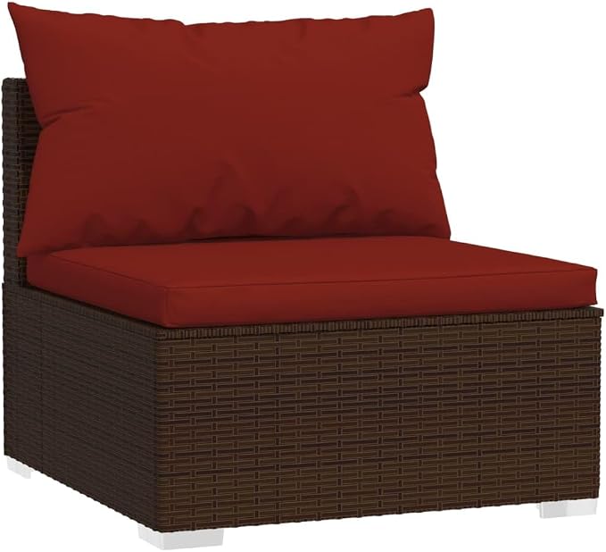 9 Piece Garden Lounge Set, Modular Brown Poly Rattan Outdoor Patio Furniture - Image 3