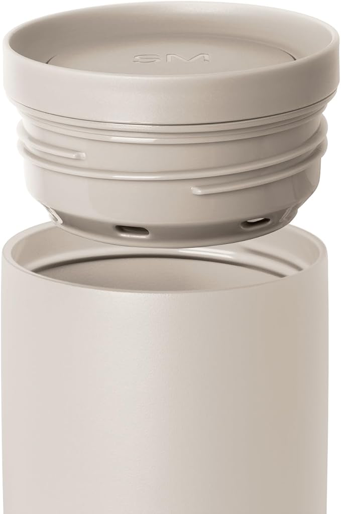 Simple Modern Travel Coffee Mug Tumbler with 360° Lid | Ceramic-Lined Insulated Stainless Steel Cold Brew Iced Coffee Cup | Gift for Women Men Her Him | Voyager Signature | 16oz | Almond Birch