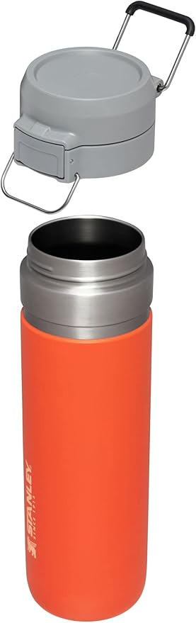 STANLEY Quick Flip GO Water Bottle 24 oz | Push Button Lid | Leakproof and Packable for Travel and Sports | Insulated Stainless Steel | BPA-Free | Tigerlily