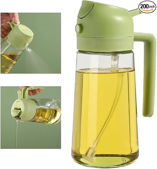 Olive Oil Sprayer Mister for Cooking,Olive Oil Dispenser Bottle 2 IN 1,17oz Oil Mister Spray Bottle,Premium Glass Oil Spritzer Bottle for Kitchen Air Fryer,Baking,Salad,Grilling,BBQ (Green 1 Pack)