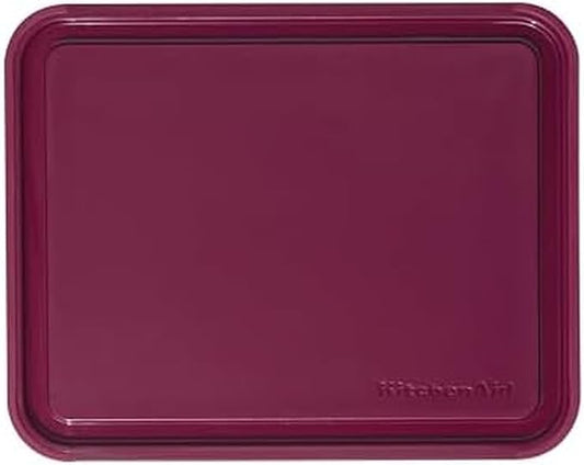 KitchenAid Classic Plastic Cutting Board with Perimeter Trench and Non Slip Edges, Dishwasher Safe, 8 x 10 inch, Beetroot