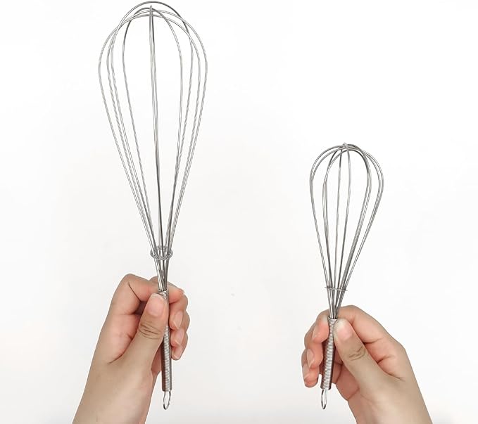 Whisks for Cooking Set, Stainless Steel Wisker for Baking, Blending, Rust-Proof Balloon Wire Whisker Egg Whisk Hand Mixers (8 in + 12 in, 2)