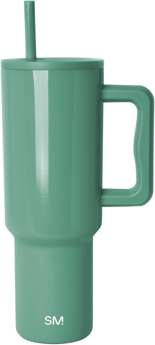Simple Modern 40 oz Trek Tumbler with Handle and Straw Lid | Cup Holder Friendly Insulated Stainless Steel Travel Mug | Spruce
