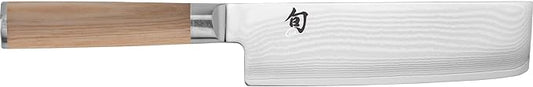 Shun Classic Blonde 6.5" Nakiri Knife, Handcrafted Japanese Vegetable Knife, VG-MAX Core with Damascus Stainless Steel Cladding, Pakkawood Handle, Slicing Tool for Professional and Home Chefs