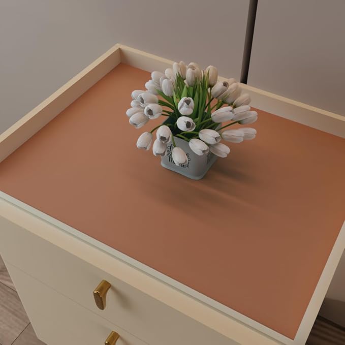 Nightstand Protector Top - 14x30 Inch Waterproof Easy to Clean Can Conceal Flaws Protector The Table Top from Scratches Used for Dining (Brown+Gray 14x30)