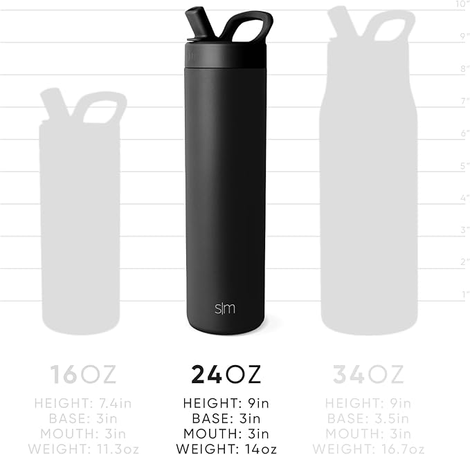 Simple Modern Water Bottle with Straw lid | Insulated Stainless Steel Thermos | Reusable Travel Water Bottles for Gym & Sports | Leak Proof & BPA Free | 24oz, Buttercup