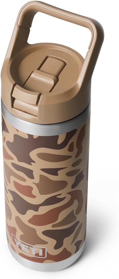 YETI Rambler 18 oz Bottle, Vacuum Insulated, Stainless Steel with Straw Cap, Wetlands Camo