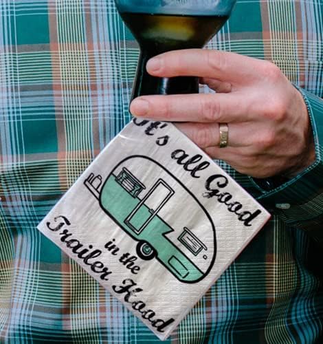 Twisted Wares - Funny Cocktail Napkins - IT'S ALL GOOD IN THE TRAILER HOOD - Boutique Cocktail Napkins - Perfect for any Celebrations 5"X5" (50 Pack)