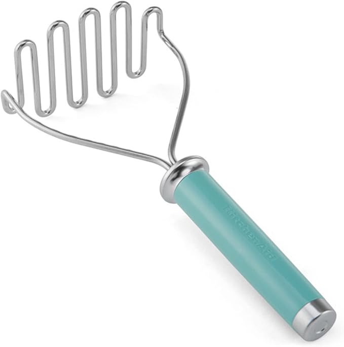 KitchenAid Gourmet Stainless Steel Wire Masher, 10.24-Inch, Aqua Sky