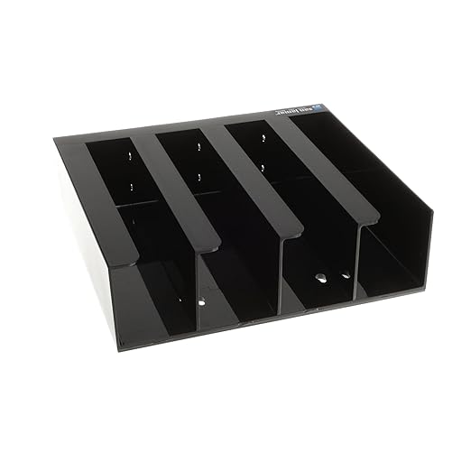 San Jamar Portion Cup and Lid Organizer Fits 2" Cups and Lids with Removable Dividers for Kitchen, Restaurant, and Fast Food, Plastic, 10 x 11.5 x 3.25 Inches, Black