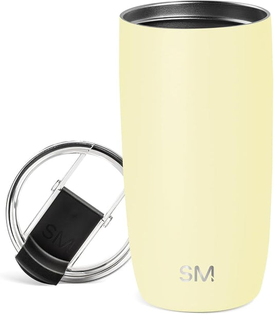 Simple Modern Travel Coffee Mug Tumbler with Flip Lid | Reusable Insulated Stainless Steel Cold Brew Iced Coffee Cup Thermos | Gifts for Women Men Him Her | Voyager Collection | 16oz | Buttercup