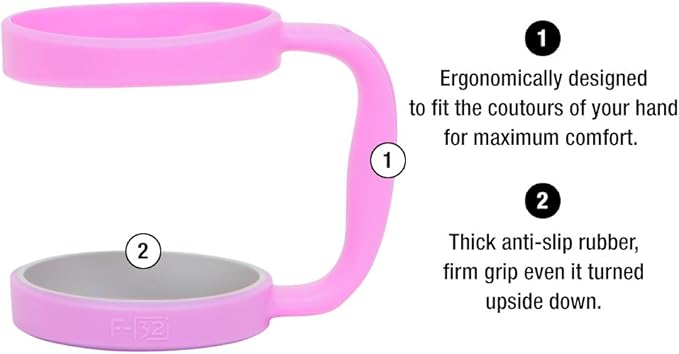 F-32 Handle - 19 COLORS - 30oz Size - Compatible with 30 oz YETI and 30 oz. OZARK TRAIL Tumbler Travel Mug (30OZ, PRETTY PINK)