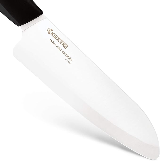 Kyocera Advanced Ceramics – Revolution Series 3-Piece Ceramic Knife Set: Includes 6-inch Chef's Knife; 5-inch Micro Serrated Knife; and 3-inch Paring Knife; Black Handles with White Blades