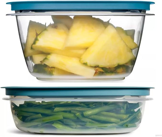 Food Storage Containers, Easy Find Lids, Teal, 9 and 14 cup set, Flex & Seal, Leak Proof Lids, Food Storage Set, Clear Meal Prep Flex Containers, Assortment Bundle