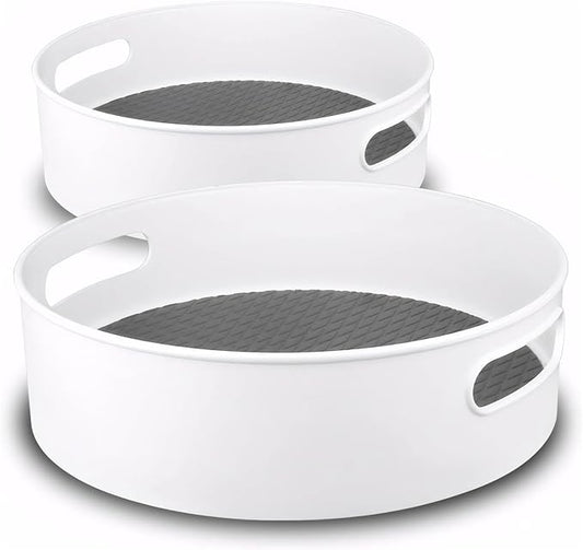 Semlos 360° Rotating Lazy Susan Organizers, 2 Packs 9" and 12" Turntable Spice Rack Organisers for Kitchen Organization and Storage, Non-Slip Under Sink Organizer for Bathroom Pantry Cupboard