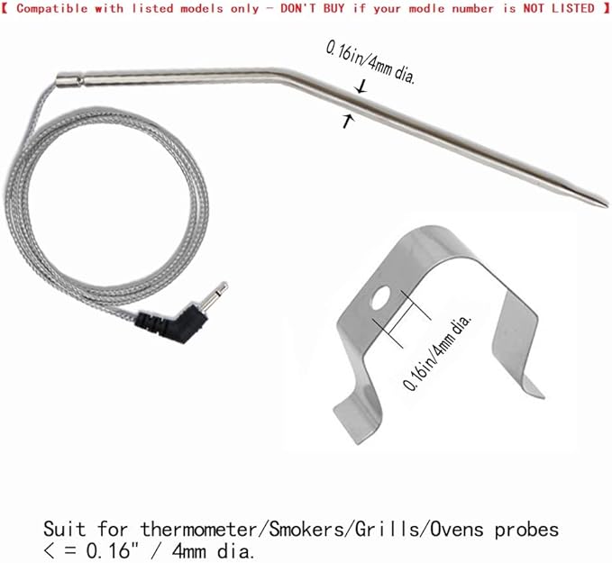 Grilling BBQ Meat Thermometer Temperature Probe Replacement Thermometer Probe Compatible with Thermopro TP25 TP20 TP07 TP-07 TP08 TP-08S TP06S TP16 TP-16S TP17, Fit Listed Models Only
