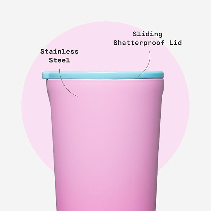 Corkcicle Classic Tumbler - Keeps Drinks Cold 9 Plus Hours - Triple Insulated Stainless Steel Drink Tumbler - Sliding Lid - Summer Drinkware Gift - Keeps Drinks Ice Cold - 24 oz - Pink Pop