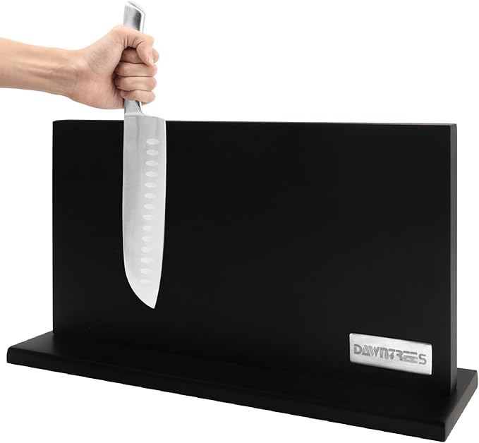DAWNTREES Large Black Magnetic Knife Holder, 16 Inch Magnetic Knife Block Kitchen Counter Universal Knife Display Rack Multifunctional Storage