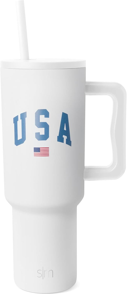 Simple Modern 40 oz Tumbler with Handle and Straw Lid | 4th of July Insulated Reusable Stainless Steel Water Bottle Travel Mug Cupholder Use | Gifts for Women Men Him Her | Trek Collection | USA