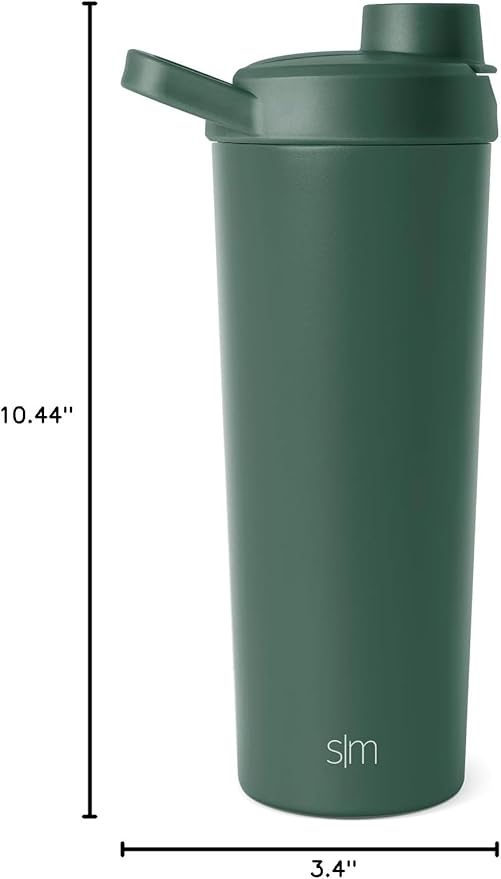 Simple Modern Stainless Steel Shaker Bottle with Ball 24oz Metal Insulated Cup for Protein Mixes, Shakes and Pre Workout Rally Collection | Forest (Pack of 12)