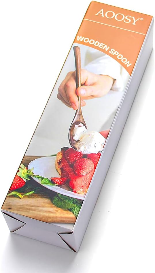 AOOSY Spoons, Wooden Spoons for Eating, 6 Pieces Japanese Natural Plant Ellipse Wooden Ladle Spoon Set for Cooking Mixing Stirring Honey Tea Soda Dessert Coconut Bowl Nonstick Pots Kitchen