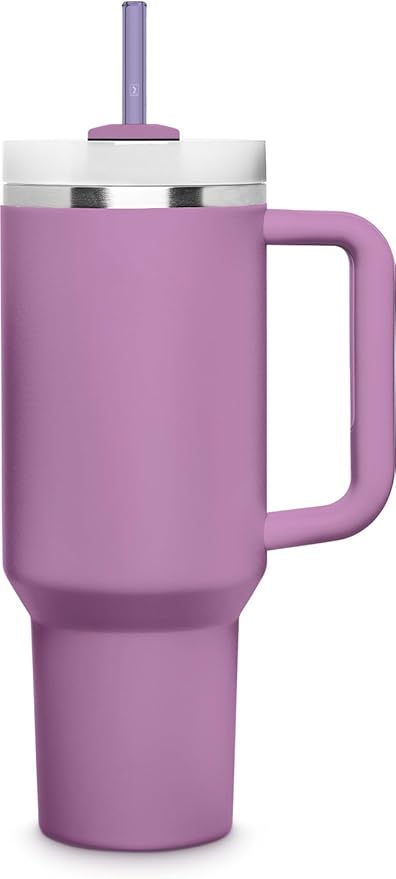 HALM Stanley Quencher Tumbler Glass Straws 3 Pastel Colors Pink Purple Orange Reusable Replacement Straws for Tumbler with Handle Stainless Steel Drinking Cup Accessory BPA-Free & Dishwasher Safe