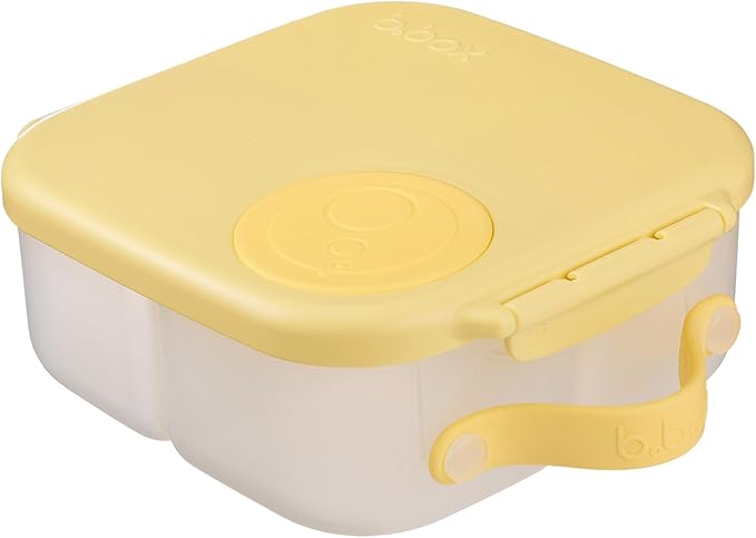 b.box Mini Lunch Box, Bento Box for Kids, Snack Container with 2 Leak Proof Compartments, Reusable Snack Containers with Lids, Kids Lunch Boxes Ages 3+, BPA Free, 4 1/4 Cup Capacity (Lemon Twist)