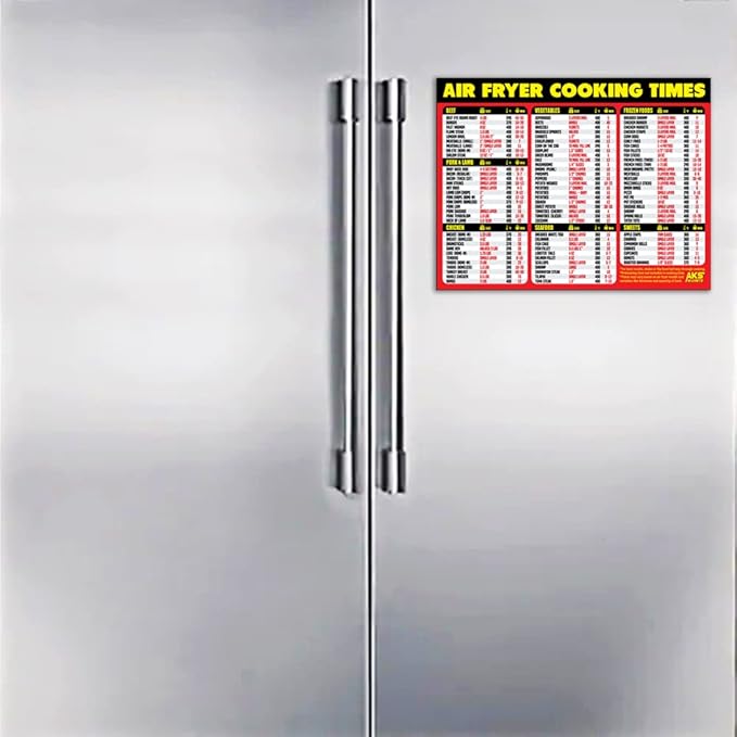 Air Fryer Magnetic Cheat Sheet - Large Print Easy to Read Airfryer Accessory - Air Fryer Cooking Times Chart Magnet, Airfry Cookbook Guide, Kitchen Cheat Sheet, Airfryer Oven Accessories 2025 (Red)